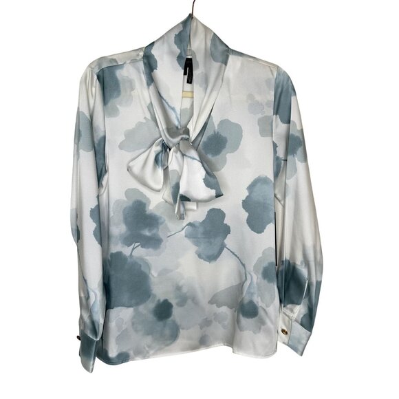 NWT Donna Karan New York Floral Tie-Neck Blouse, S - Picture 2 of 12